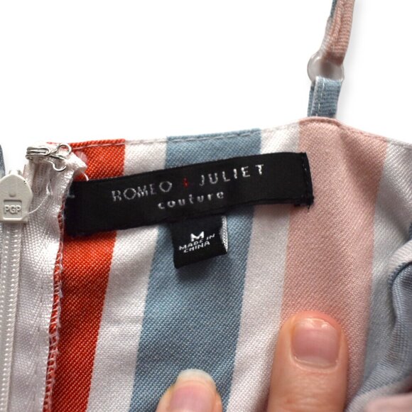 Romeo + Juliet Couture Jumpsuit M Womens Striped Pastel Polyester Blend Flare - Picture 5 of 9